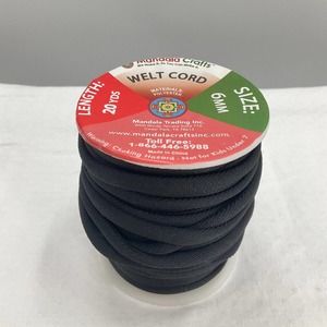Mandala Crafts Black Polyester Cotton Welting Cord for Upholstery Welt Cord 20yd